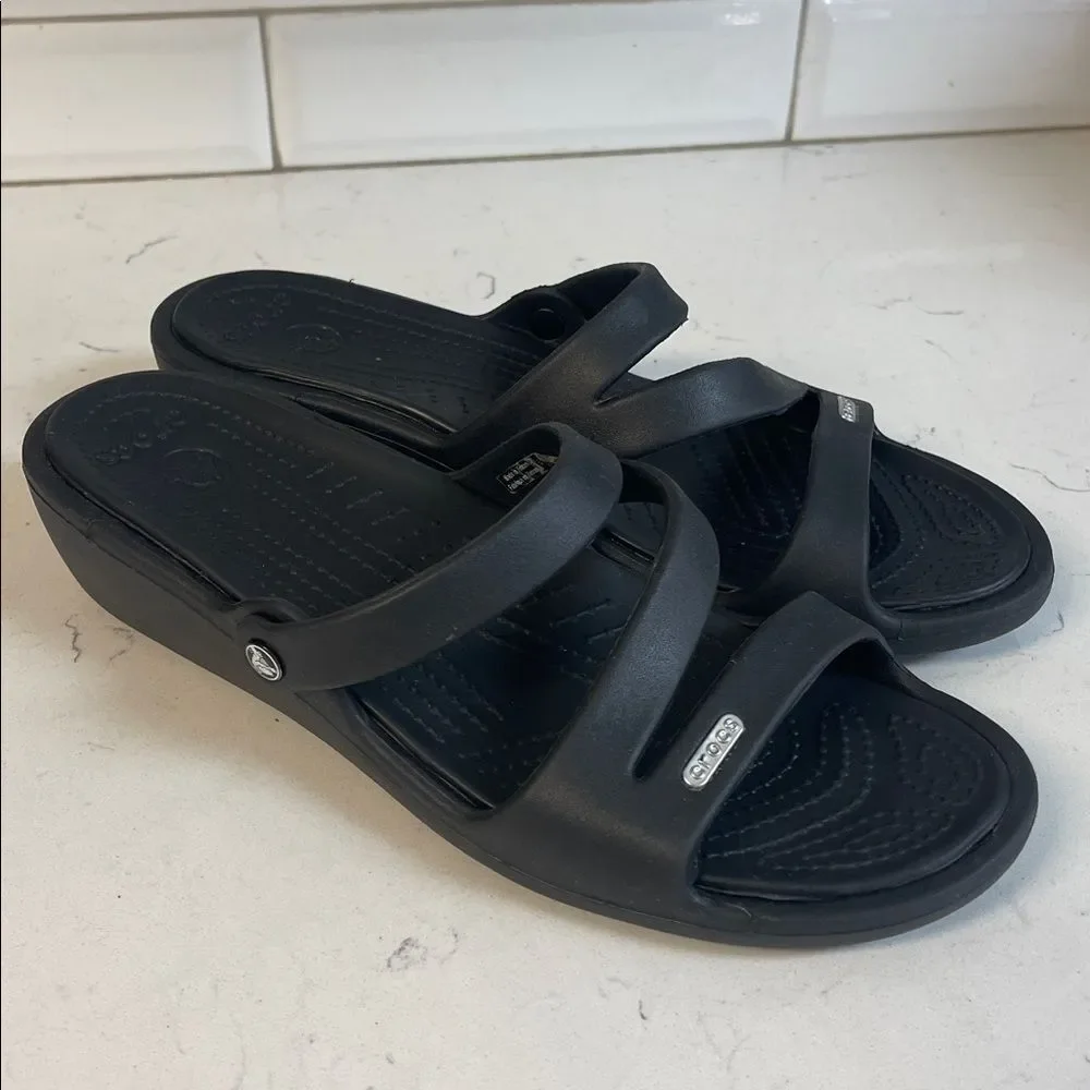 CROCS Patricia Wedge Sandals Black Size 11